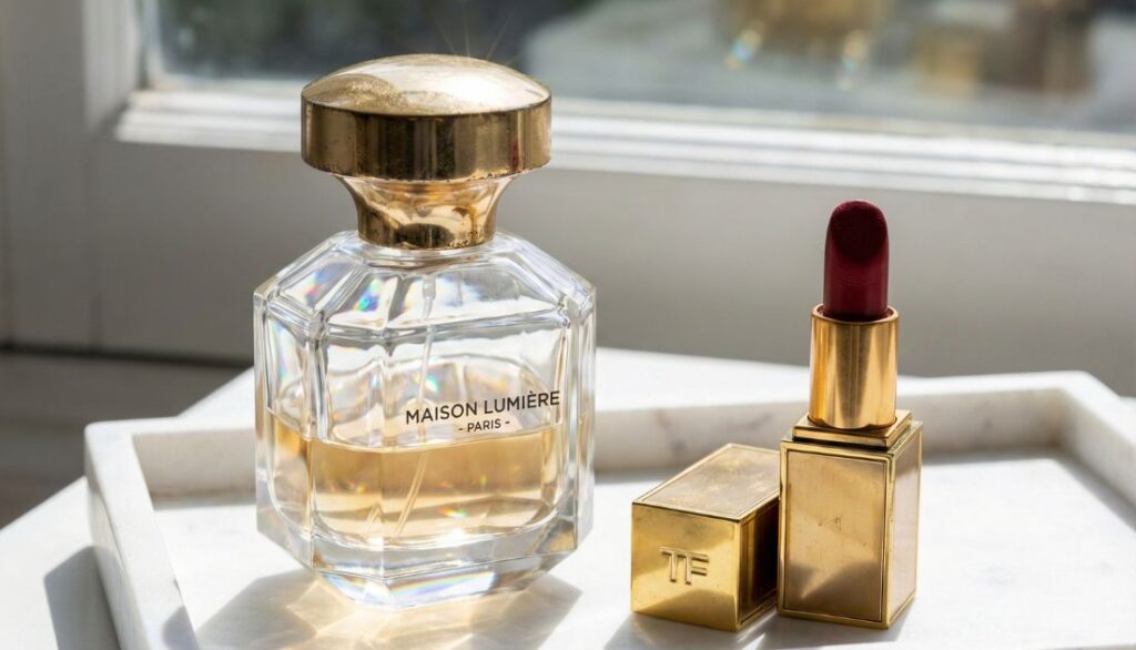 使いかけでも美しく見える、香水瓶やリップの物撮り