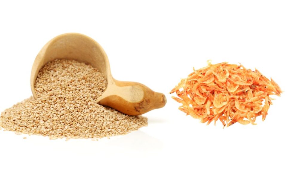 桜えび、白ごま