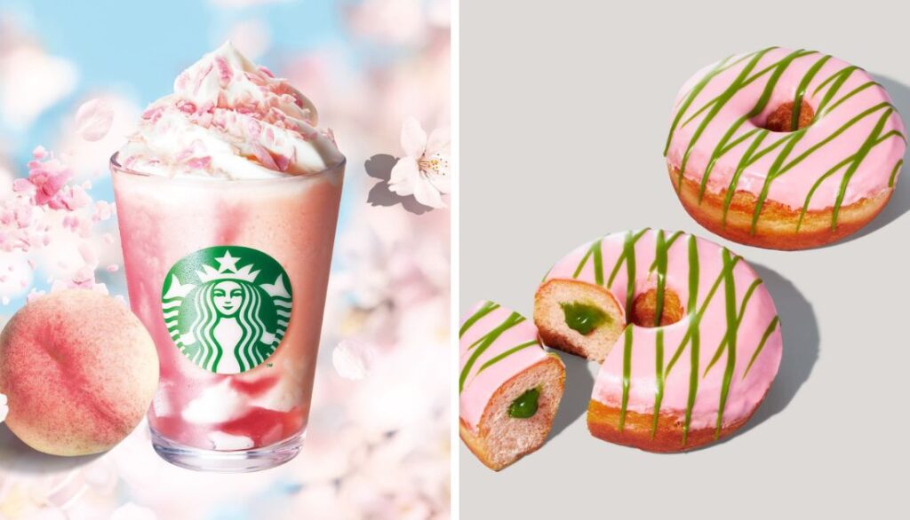 桜 咲くよ 白桃 フラペチーノ®&さくら抹茶ドーナツ